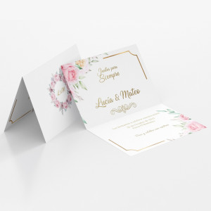 Tarjeta de invitación con pliegue central tipo díptico